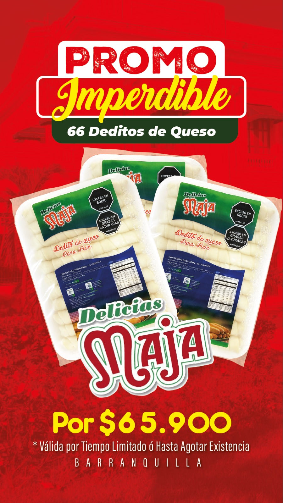 Promo Imperdible Deditos de Queso para Freír (66 uds)